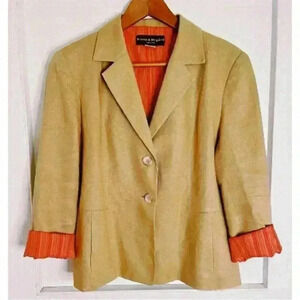 Bianca Nygard Petite  Linen Jacket with Striped Lining